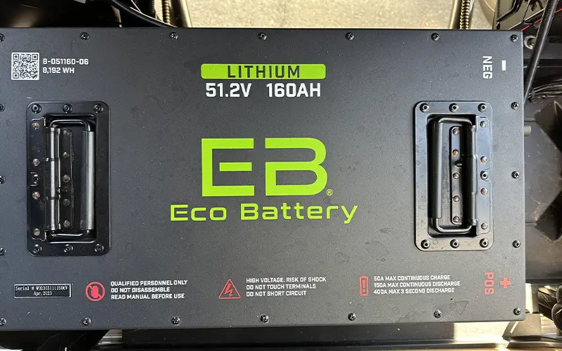 Eco Battery lithium pack installed in golf cart